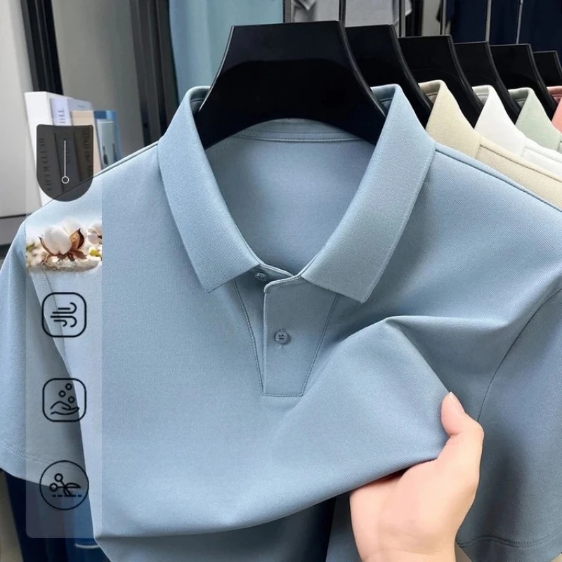 

Men's Classic Polo European Minimalist Style Polyester-Cotton Blend Soft Touch & Wrinkle-Resistant Office Ready T-Shirt