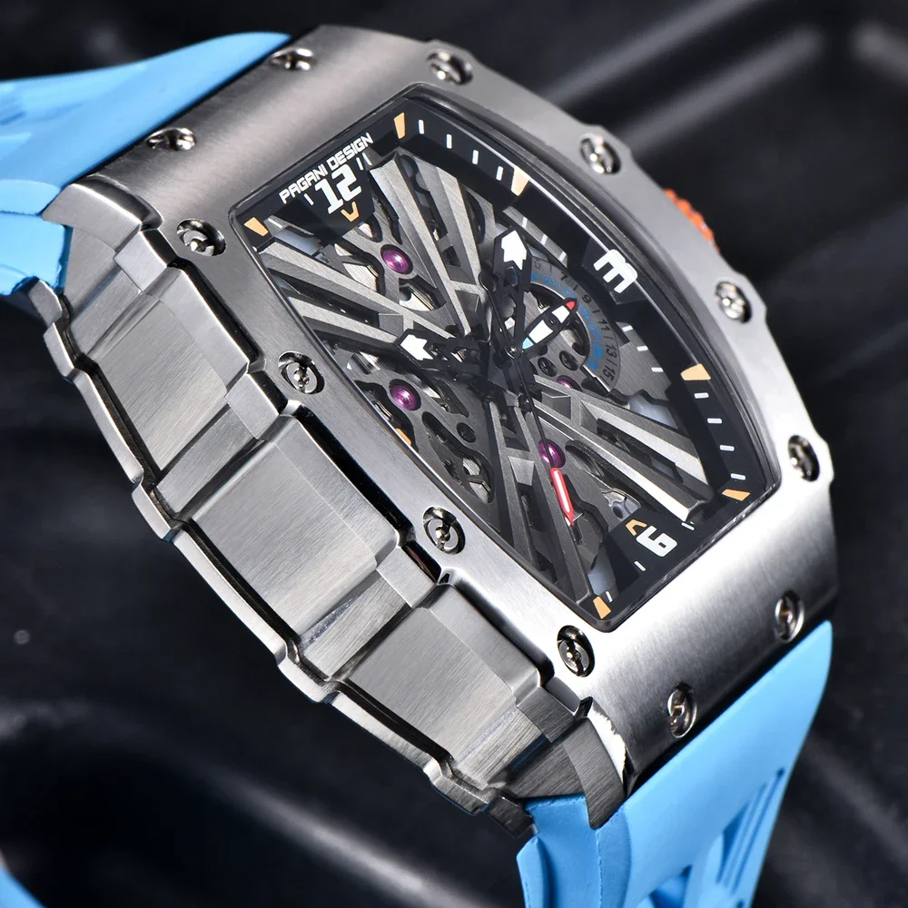 PAGANI DESIGN Mens Quartz Watches 2024 Top Brand Luxury Barrel-Shaped Hollow Watch For Men VH65 Sport Waterproof Sapphire Mirror