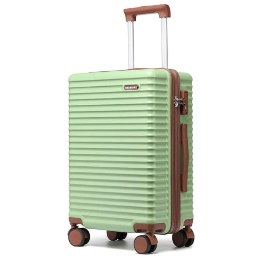 

20-Inch Carry on Luggage with Spinner Wheels and TSA Lock Hardside Lightweight Travel Suitcase Airline Approved 22x14x9 Green S