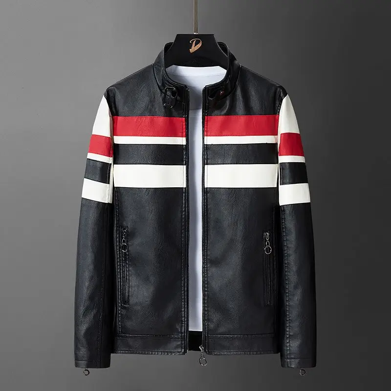 

Мужская байкерская куртка из искусственной кожи с воротником-стойкой, повседневная, осенне-зимняя, утепленная, укороченная, верхняя одежда из искусственной кожи