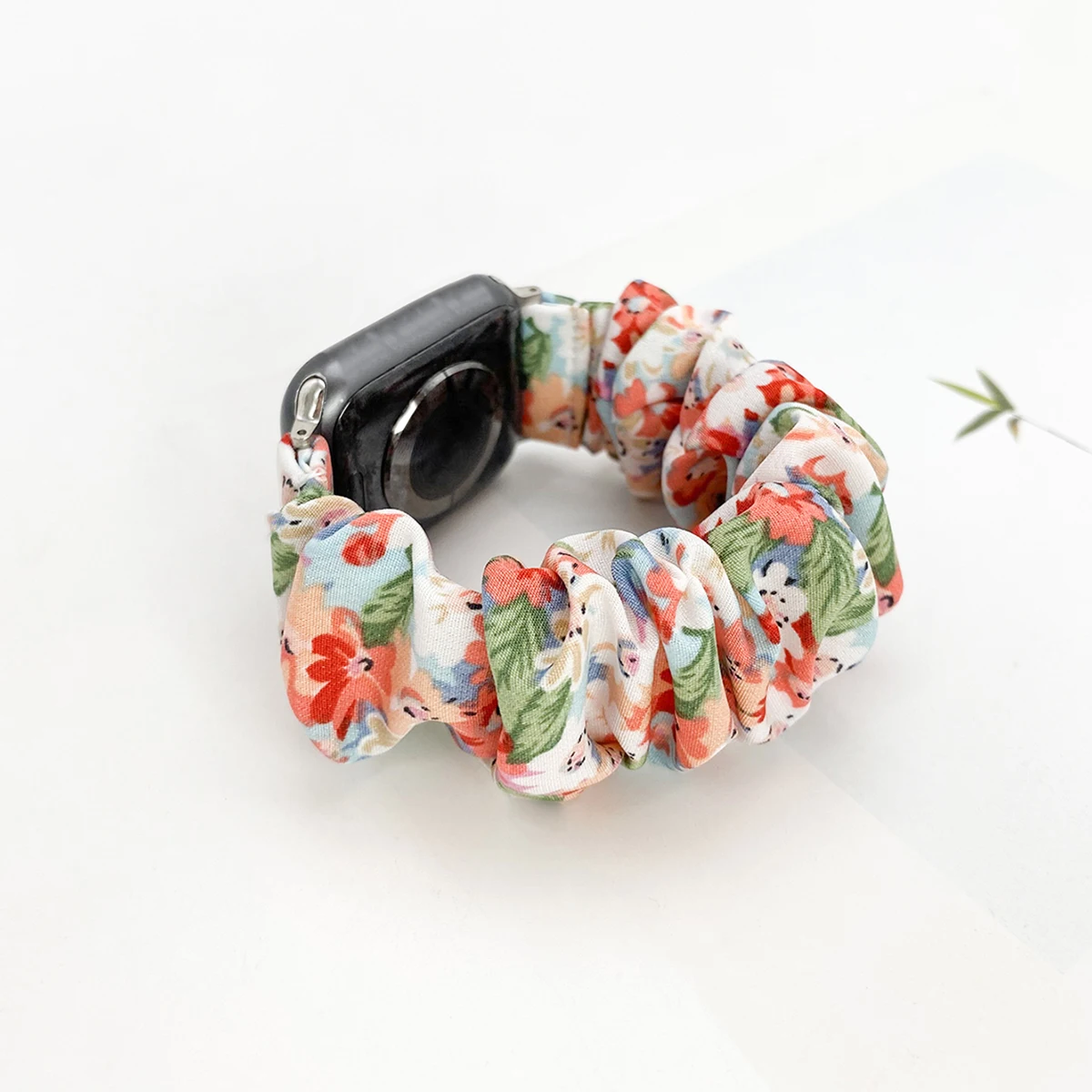 Elastic Fabric Scrunchie Band with Apple Watch 45mm 44mm 42mm, Soft Women Strap Replacement for iWatch Series 7 6 5 4 3 2 1SE