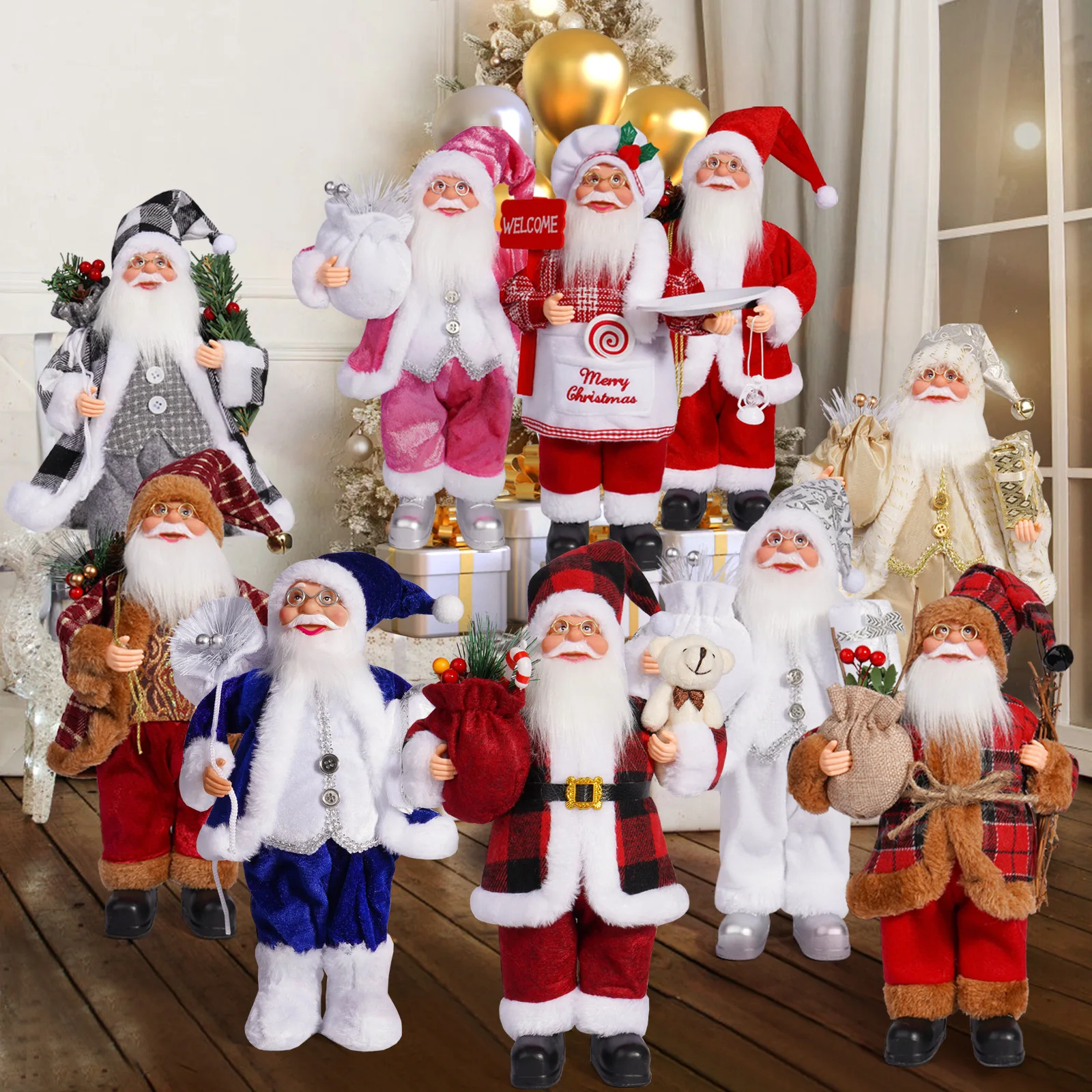 Christmas 30cm Santa Figure Standing Santa Doll Window Decorations Christmas Decorations Christmas Gifts Holiday Gifts