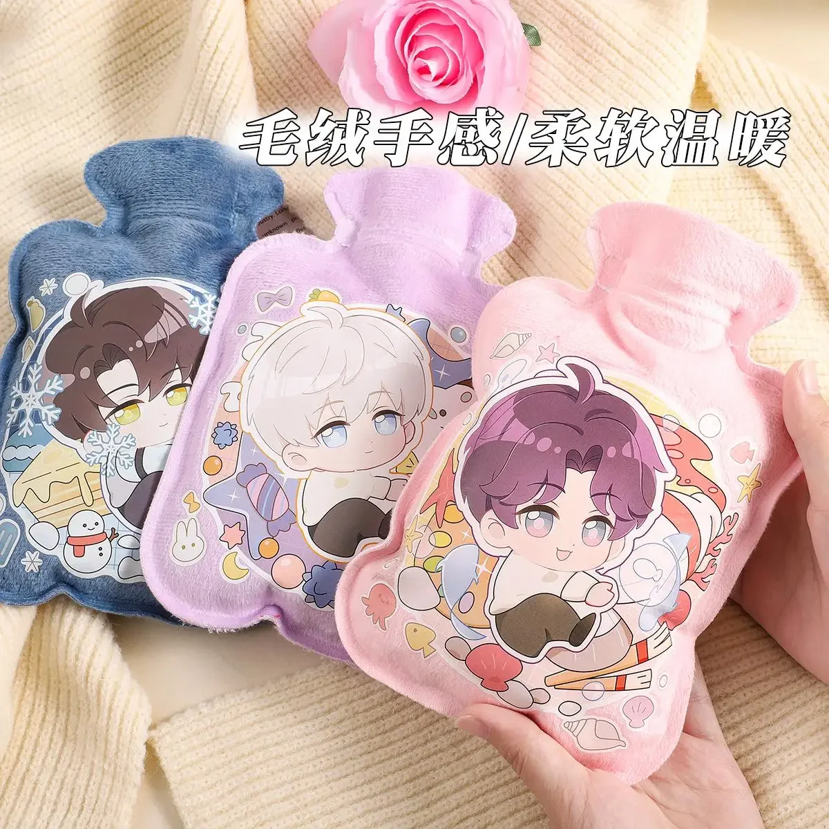 

Anime Love and Deepspace Sylus Xavier Rafayel Zayne Cosplay Fluffy Hot Water Bottle Cartoon Waterlogged Warm Waters Bag Xmas