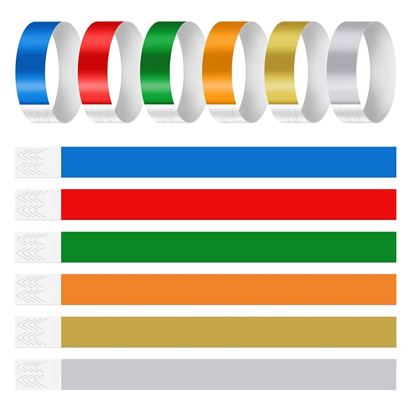 A72Z 2400 PCS Neon Colored Wristbands For Events, Synthetic Paper Waterproof Lightweight Activity Identification Wristbands