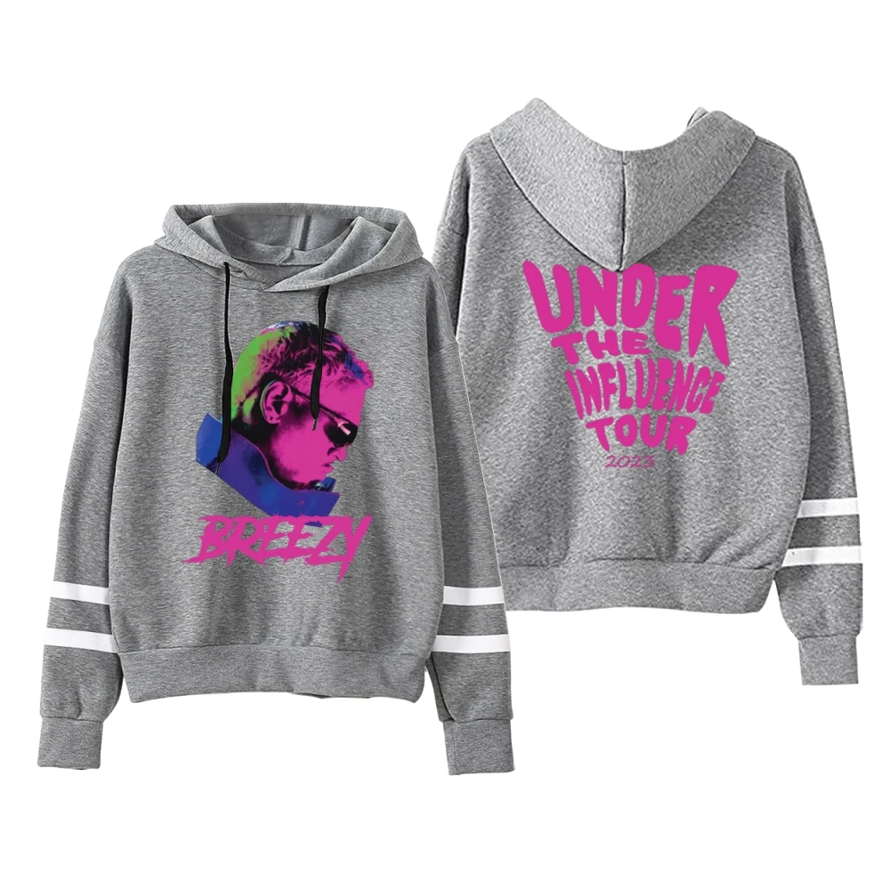 Sweat à capuche unisexe sans poche pour homme et femme, Chris Brown Under The Influence Tour, Breezy Merch, barres parallèles, manches PVD, 2023