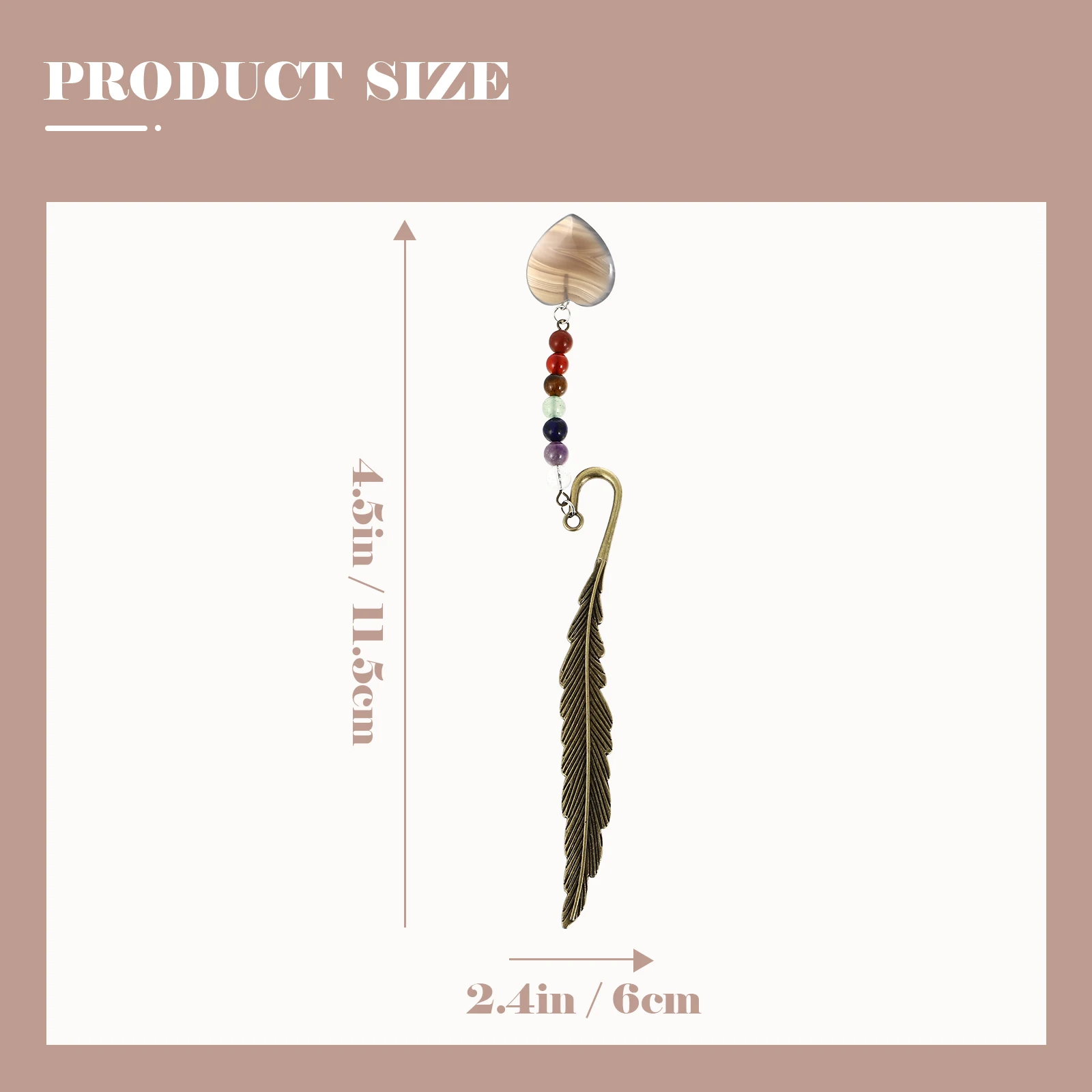 ที่คั่นหนังสือหินธรรมชาติพรีเมียม รูปทรงขนนกโลหะ ที่คั่นหน้าหนังสือตกแต่ง สำหรับนักอ่าน ของขวัญ สไตล์วินเทจ สีสันสดใส