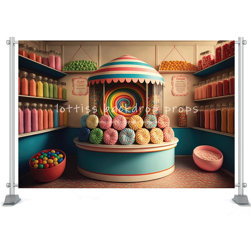 Donuts Candy House Photography Background Newborn Baby 1st Birthday Girl Cake Smash Backdrop Lollipop Shop Party Photo Prop