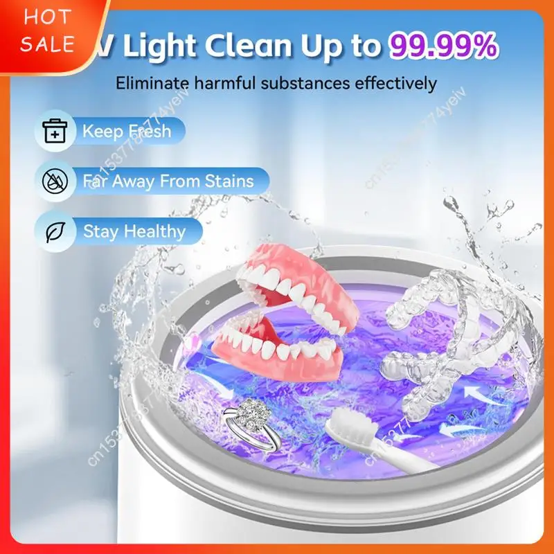 45Khz Ultrasonic Retainer Cleaner Machine For Dentures, For Mouth Guards, Braces, Toothbrush Heads, Jewelry, Ring-Eu Plug A62X