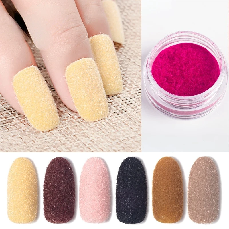 1g/box Xmas Halloween Fuzzy Flocking Velvet Nail Glitter Powder Winter DIY Nail Art Dust Glitters Nail Art Pigment Powder UV Gel