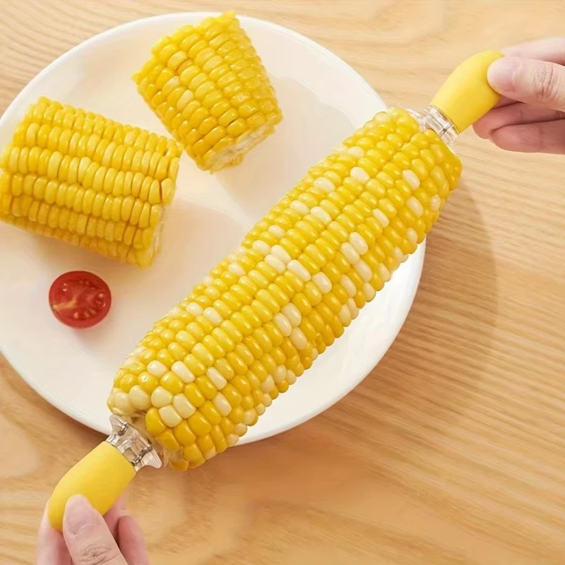 2pcs Corn Holder, Stainless Steel Corn Cob Holders BBQ Forks Skewers Corn on The Cob Cooking Parties Camping Interlocking tool