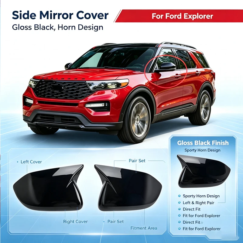 Suitable for 20-24 Ford Explorer horn rearview mirror housing, new Explore rear view mirror cover appearance