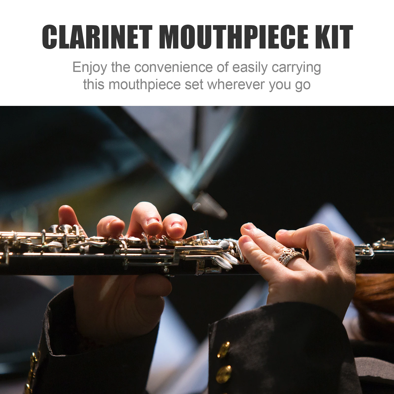

Clarinet Mouthpiece Cap Set Black Plastic Bamboo Metal Components for B Flat Clarinet Woodwind Mouthpieces Accessories