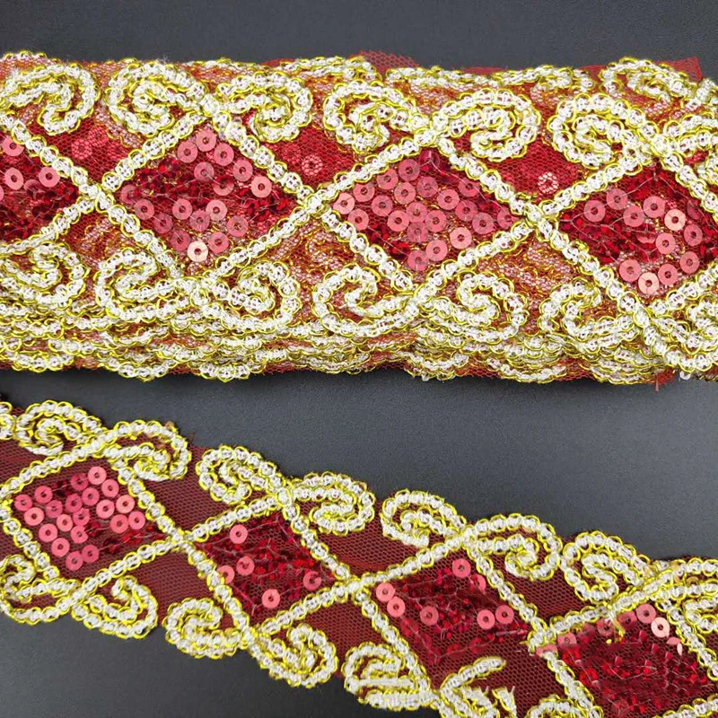 1/3/5 Yards 60mm Diamond Sequins Lace Trim Ribbon For Stage Performance Party Cosplay Wedding Clothes DIY Accessories 2023 New