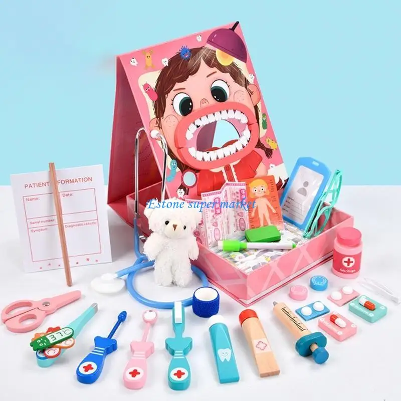 090B dentista com design criativo Super para brincar com dentes e acessórios odontológicos para crianças meninos P