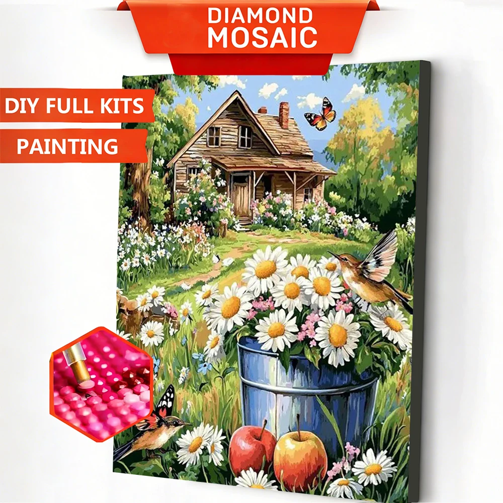 Embroidery Daisy Flower - AZQSD Pintura de Diamantes de Paisaje