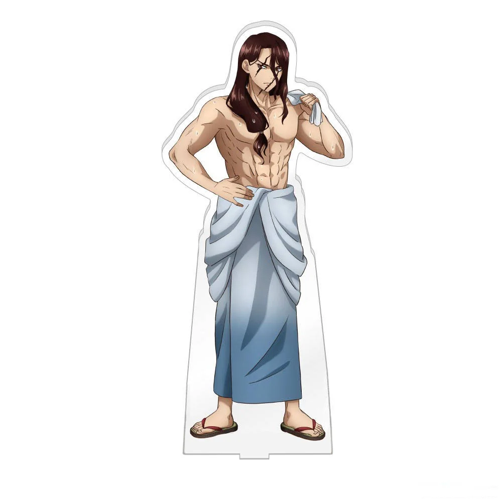 Loen Anime Store Dr. Stone Ukyo Saionji Gen Asagiri Tsukasa Shishio Onsen Ver Acrylic Stand Desktop Decor Fans Gifts About 15cm