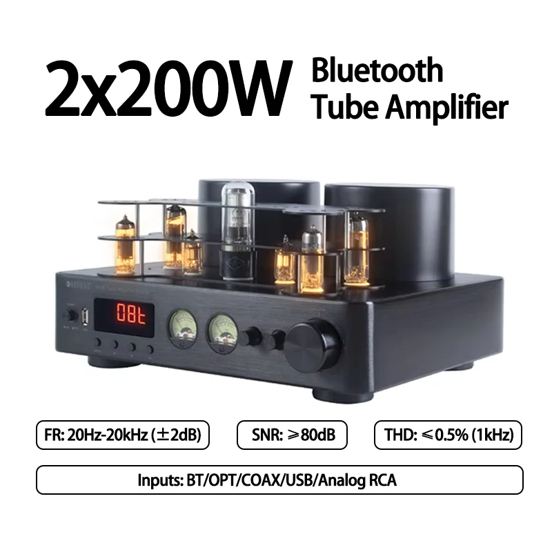 

2x200 Вт ламповый усилитель 5,0 Bluetooth Amp SNR 80 дБ усилитель THD 0,5% HiFi аудио оптический коаксиальный оптический для домашнего кинотеатра DJ Stage