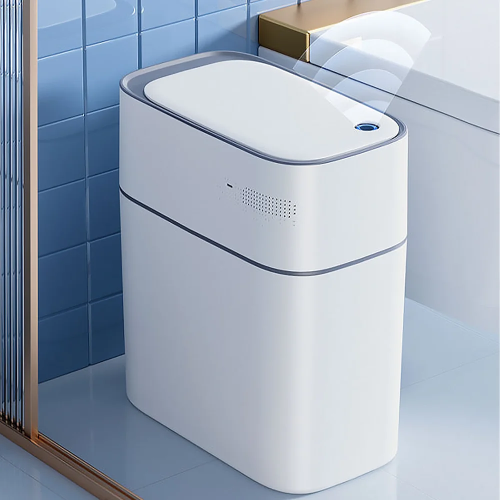 Joybos automatic sensor smart bathroom trash can narrow 9L ABS luxury self sealing garbage bin with lid touchless trash can