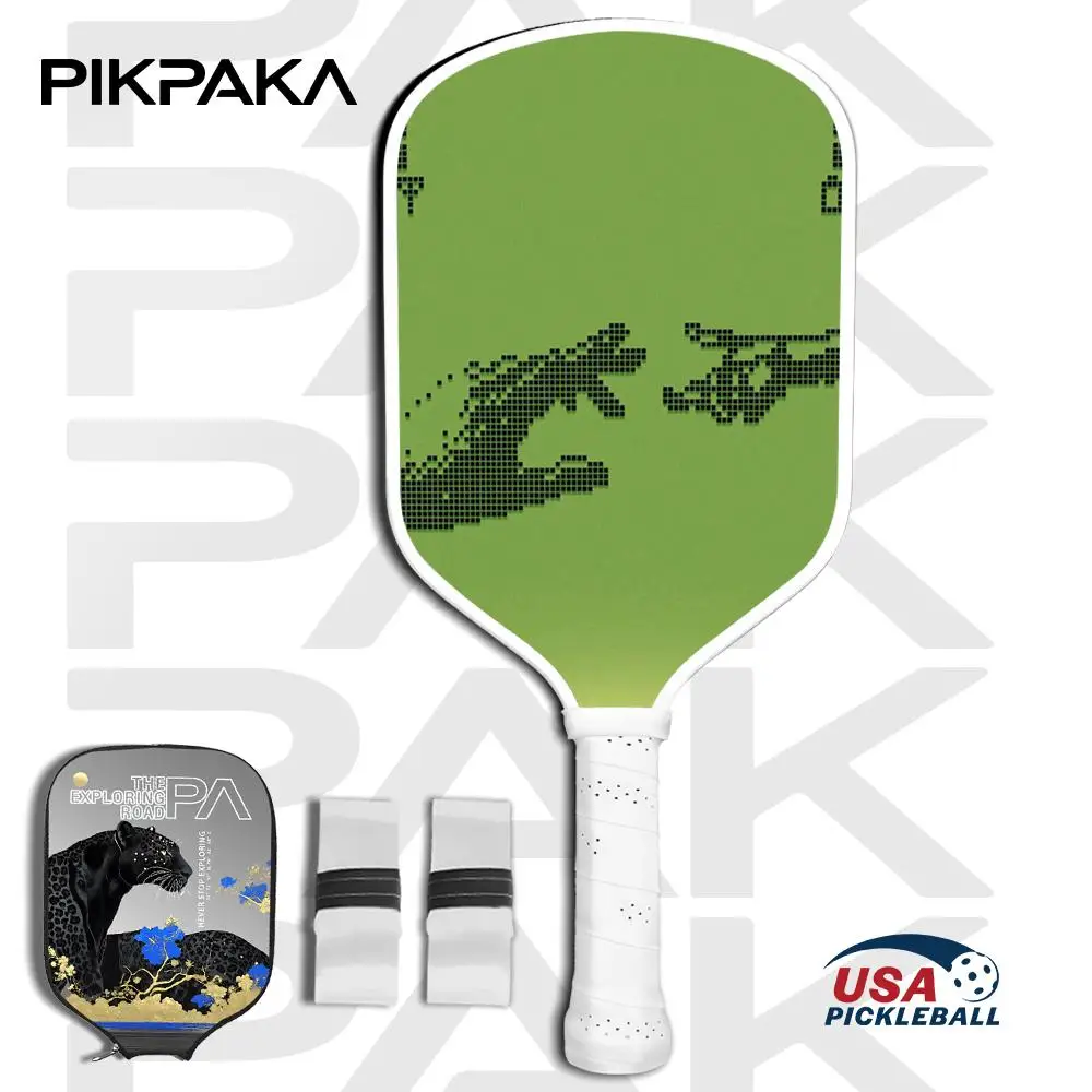 

Pickleball Paddle Set USAPA Approved T700 Carbon Fiber Unibody Thermoformed with 16MM Honeycomb Core Power&Spin Classic Green