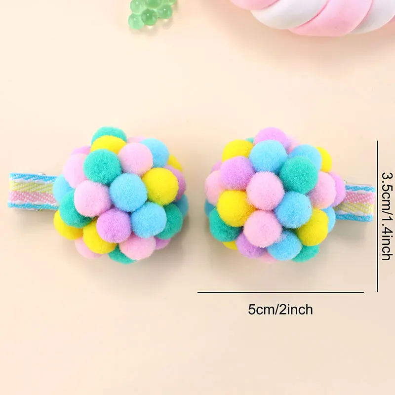 2Pcs Rainbow Balloon Hair Clips Sweet Baby Plush Hairpin Girls Handmade Side Clip Barrettes Fashion Hairgrips Hair Ornament