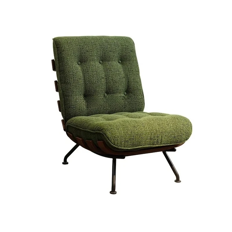 

Designer Light Luxury Minimalist Single-Seat Sofa Chair Living Room Wooden Lounge Chair Retro Recliner