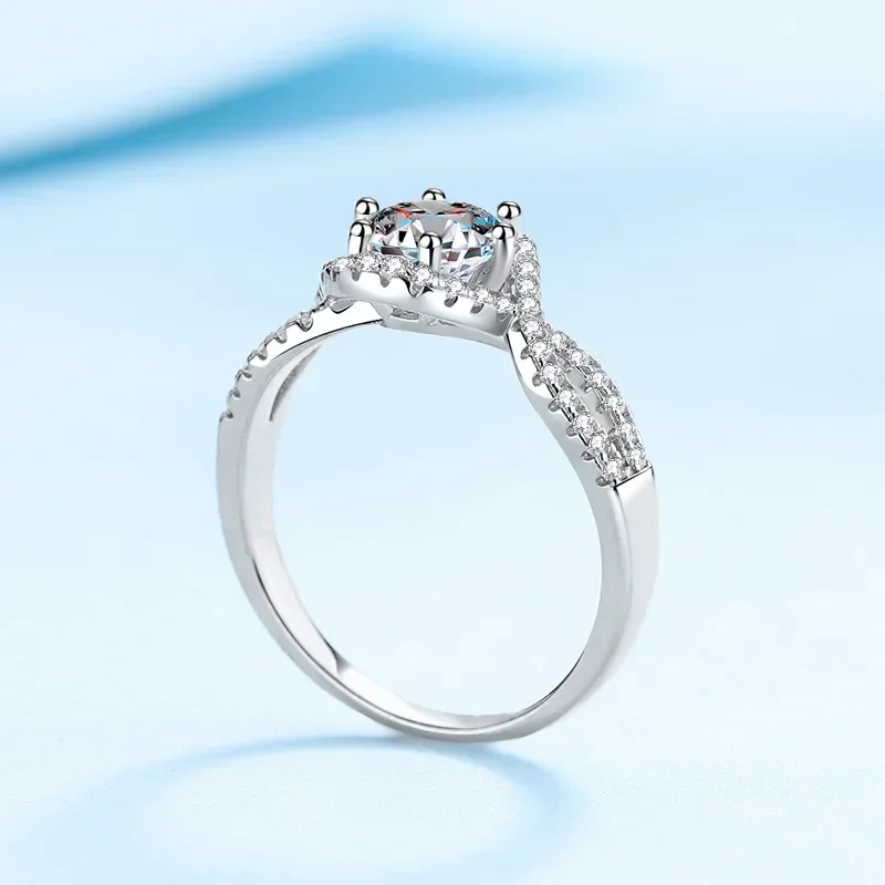 

Дизайнерские ювелирные изделия Изысканное белое золото 18 карат VVS1 D Цвет 0,5/1 карат Кольцо с бриллиантом из муассанита Ins Lady Style Лучшая юбилейная для женщин