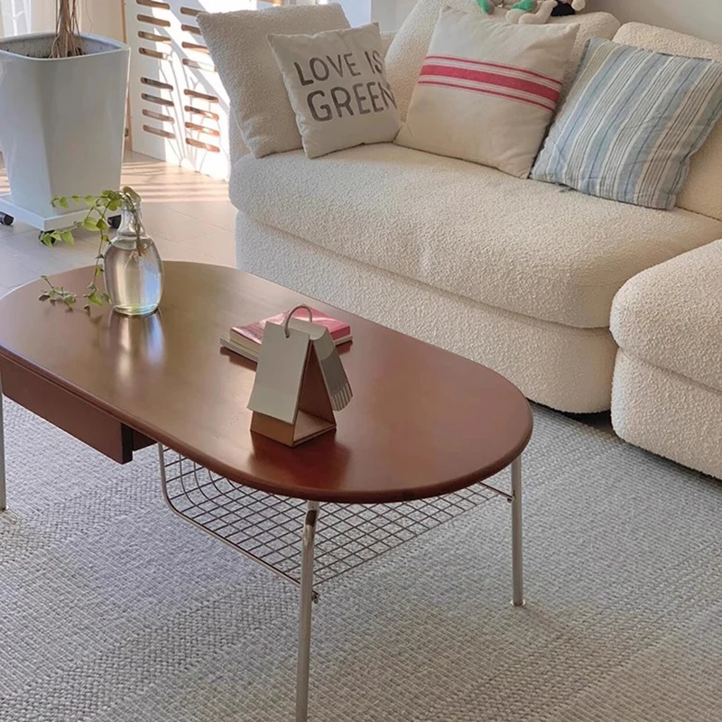 Designer Wood Coffee Table Nordic Metal Luxury Living Room Aesthetic Coffee Table Writing Minimalist Meubles Home Furniture