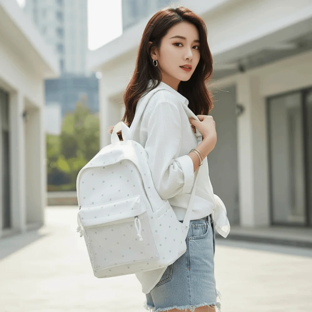 Japanese Style Ita Bag Transparent Window Adjustable Straps Clear Backpack Large Capacity Lightweight Polka Dot Bookbag