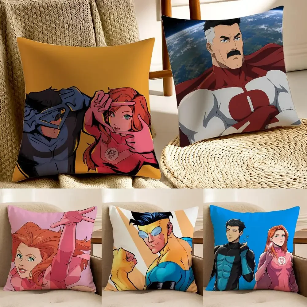 Superherocomic I-Invincible Cushion Cover Faux fur decorative Dark academia style Cat scratching post Rustic Spa pillow cover