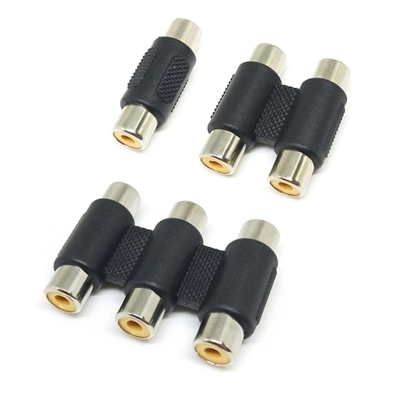 

2PCS Audio Video 2 Rca 3 rca female to RCA 2rca 3rca female straight Converter AV Coupler Connector adapter plug Socket