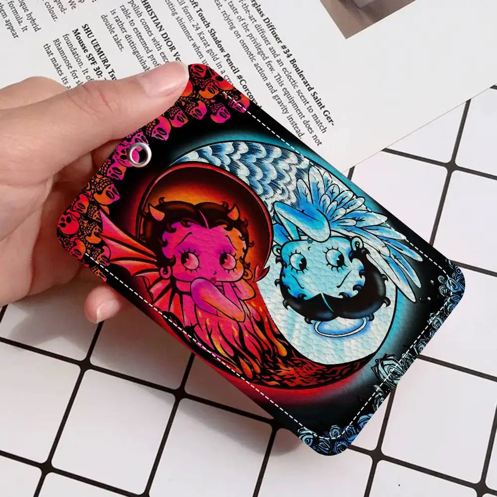 B-Betty Doll B-Boop Girl حامل بطاقة مطبوعة شخصية مناسبة لحامل الفتيات حافظة بطاقات الباب النساء شارة حامل المفاتيح