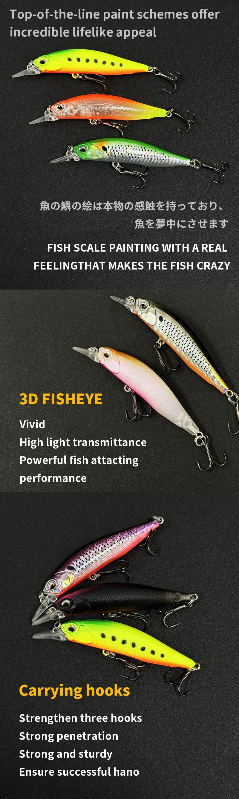 BILLINGS 1 Stück schwimmender künstlicher Köder – 63 cm/5,2 g Mikro-Angelköder für Süß- und Salzwasser, praktisches Angelzubehör – Detail 24