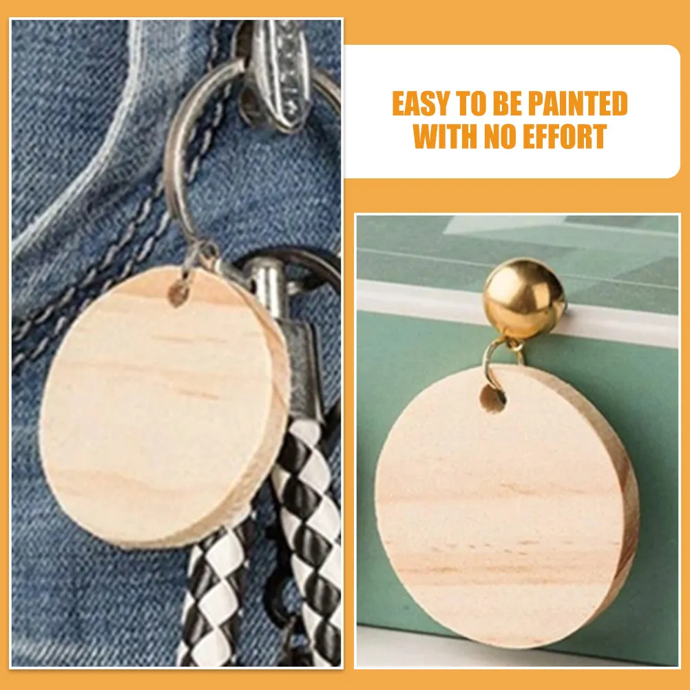 

Набор заготовок для брелоков: 1 коробка круглых деревянных дисков, необработанные гладкие деревянные срезы для росписи, рукоделия, подвесок, украшения сумок