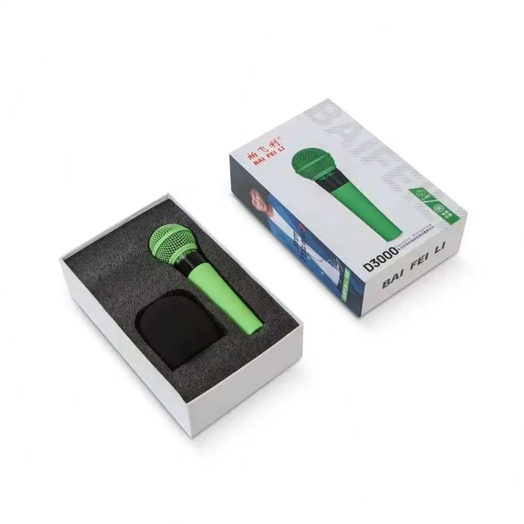 BAIFEILI D3000 draad dynamische microfoon professionele cardioïde handmicrofoon voor karaoke zangopname zang (groen)