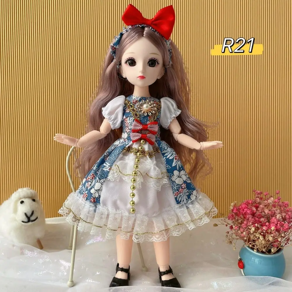 1 Juego de ojos atractivos, muñeca Bjd de 30cm con ropa, pelo largo, elegante vestido de princesa, muñecas BJD de 30cm con maquillaje de peluca