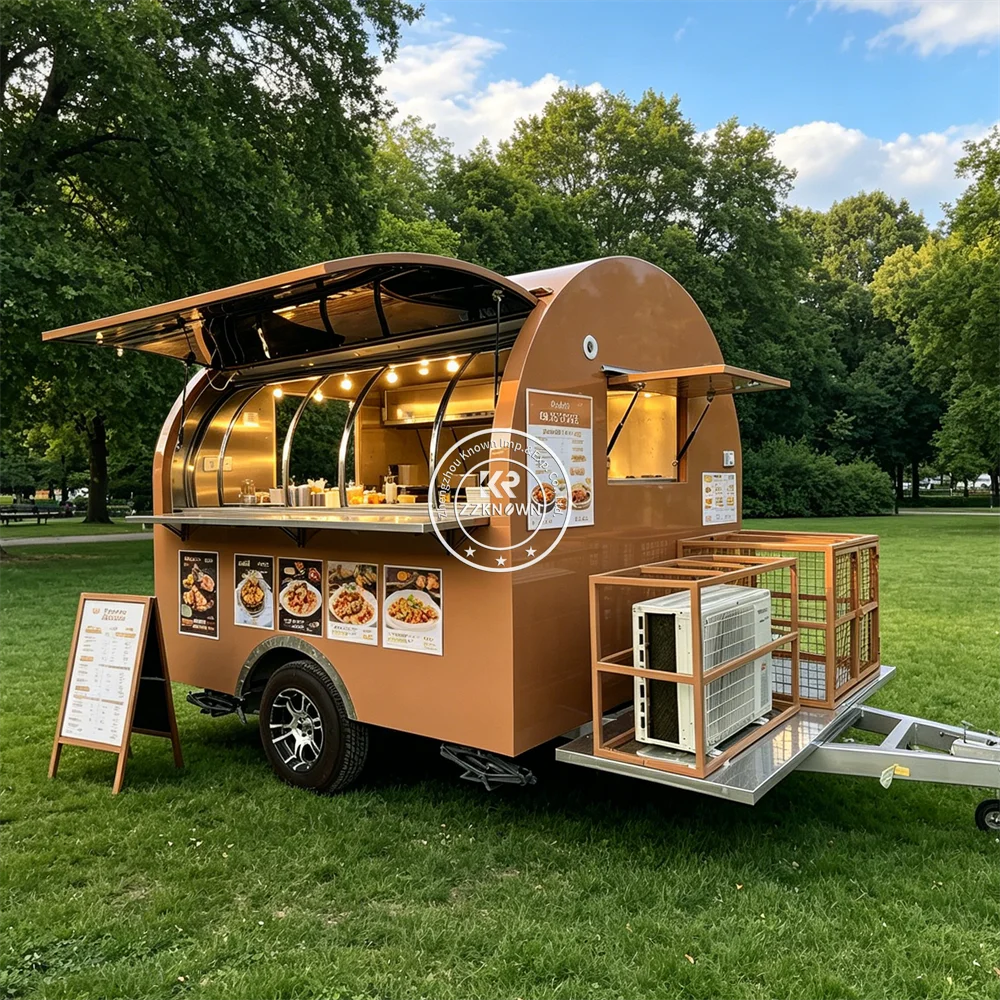 Commercial Catering Concession Trailer Mobile Food Cart Hot Dog Pizza Truck Mobile Kitchen Stainless Steel Food Truck