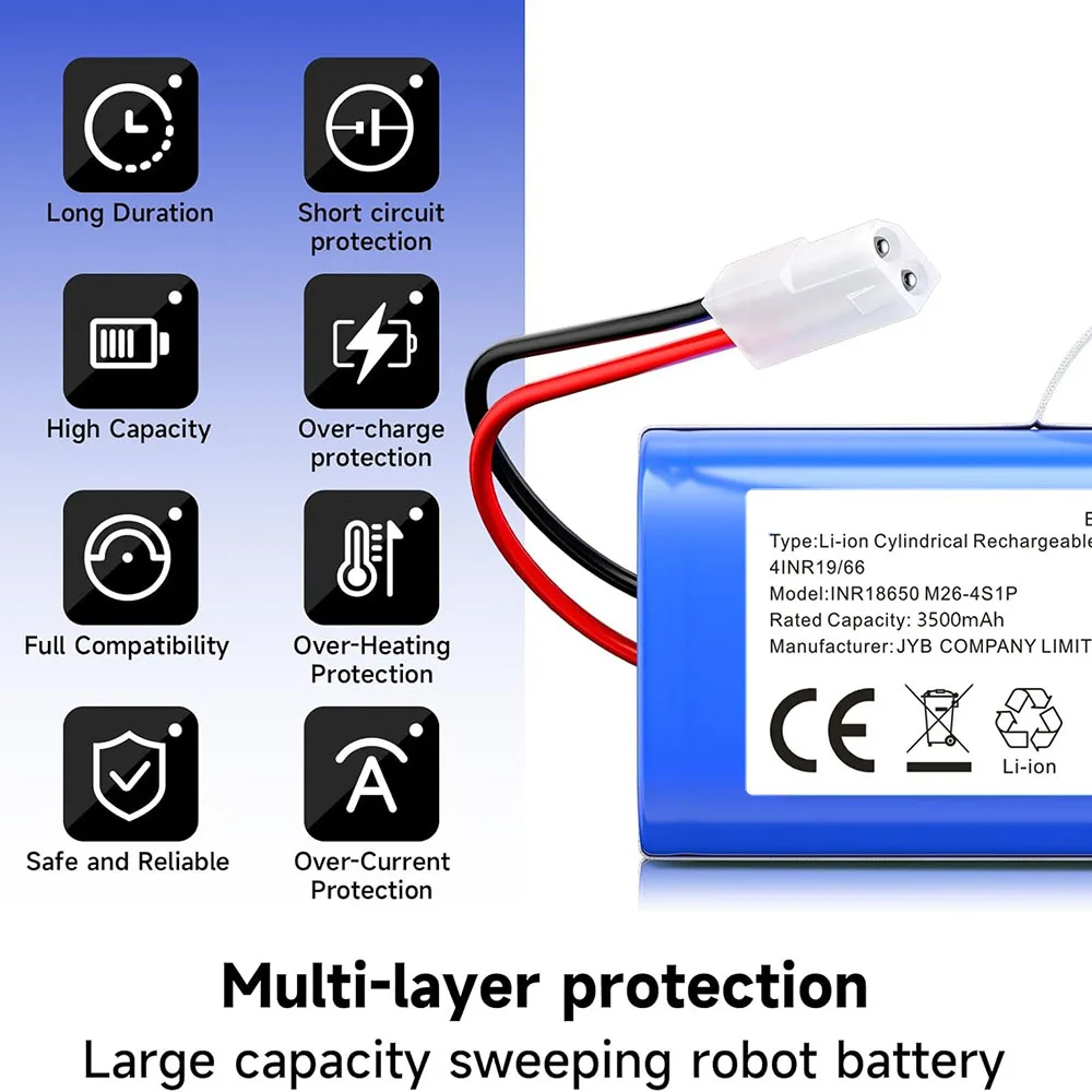 

Long Life 14.4V Li-ion Battery 3500mAh Pack for XIAOMI MIJIA Mi Robot G1 MJSTG1 Essential SKV4136GL R30 R35 H18650CH