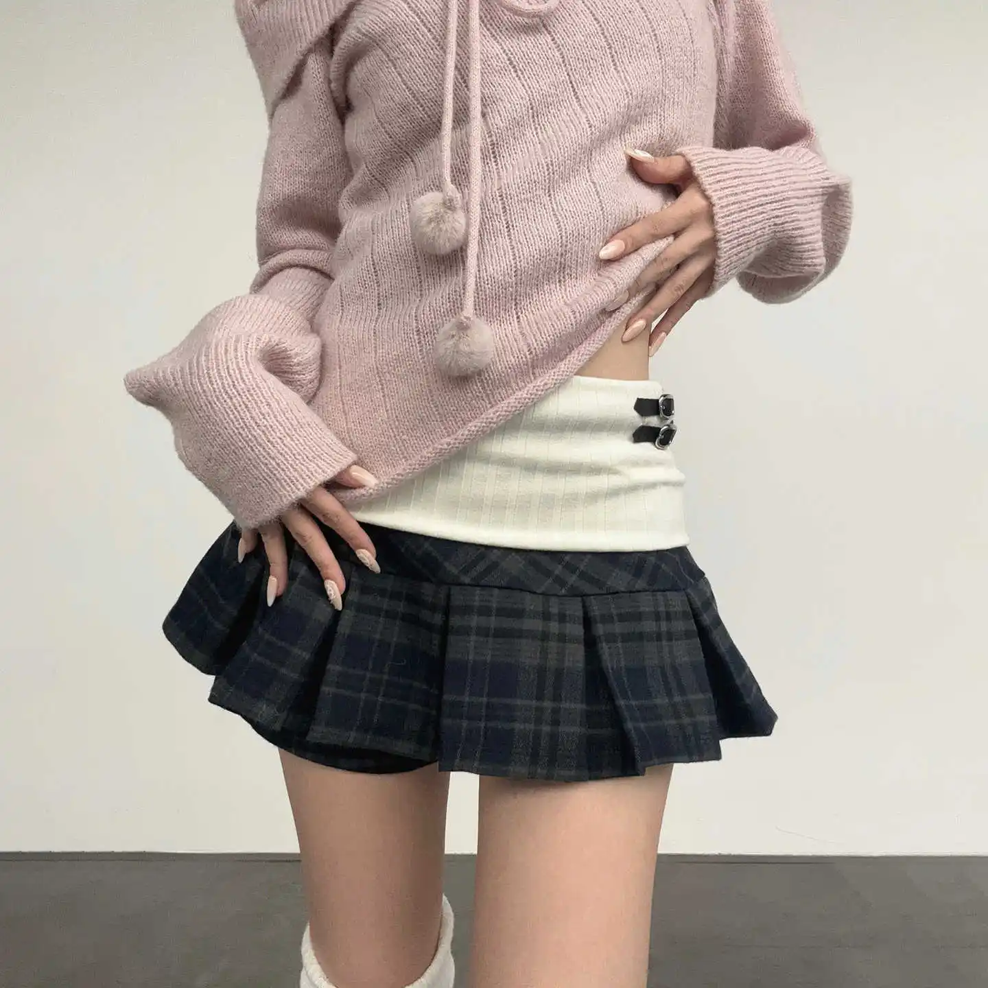 تنانير نسائية صغيرة منقوشة بطيات 2000s نمط Preppy الجمالي موري فتاة كورية على شكل حرف a تصميم حفلات عالية الشارع باليه كور جديد #4