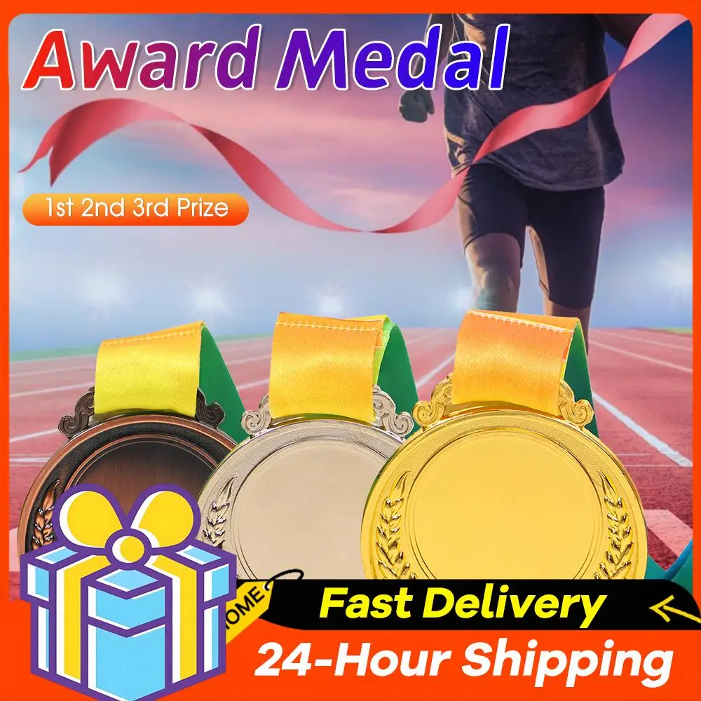 

Медаль 2 дюйма (5 см) золотого, серебряного, бронзового цвета с лентой на шею, 1-го, 2-го, 3-го мест, круглая, для детских школьных спортивных соревнований