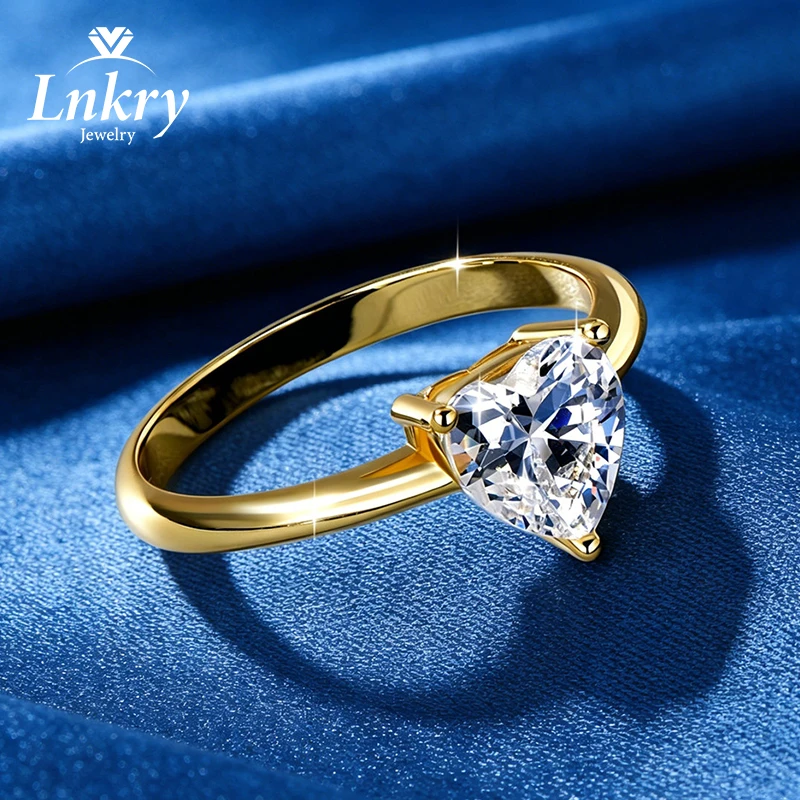 

Lnkry Test Passed Certified 7x7mm Heart Cut Moissanite Wedding Ring For Couples Lovers' Valentine's Day Jewelry Gift