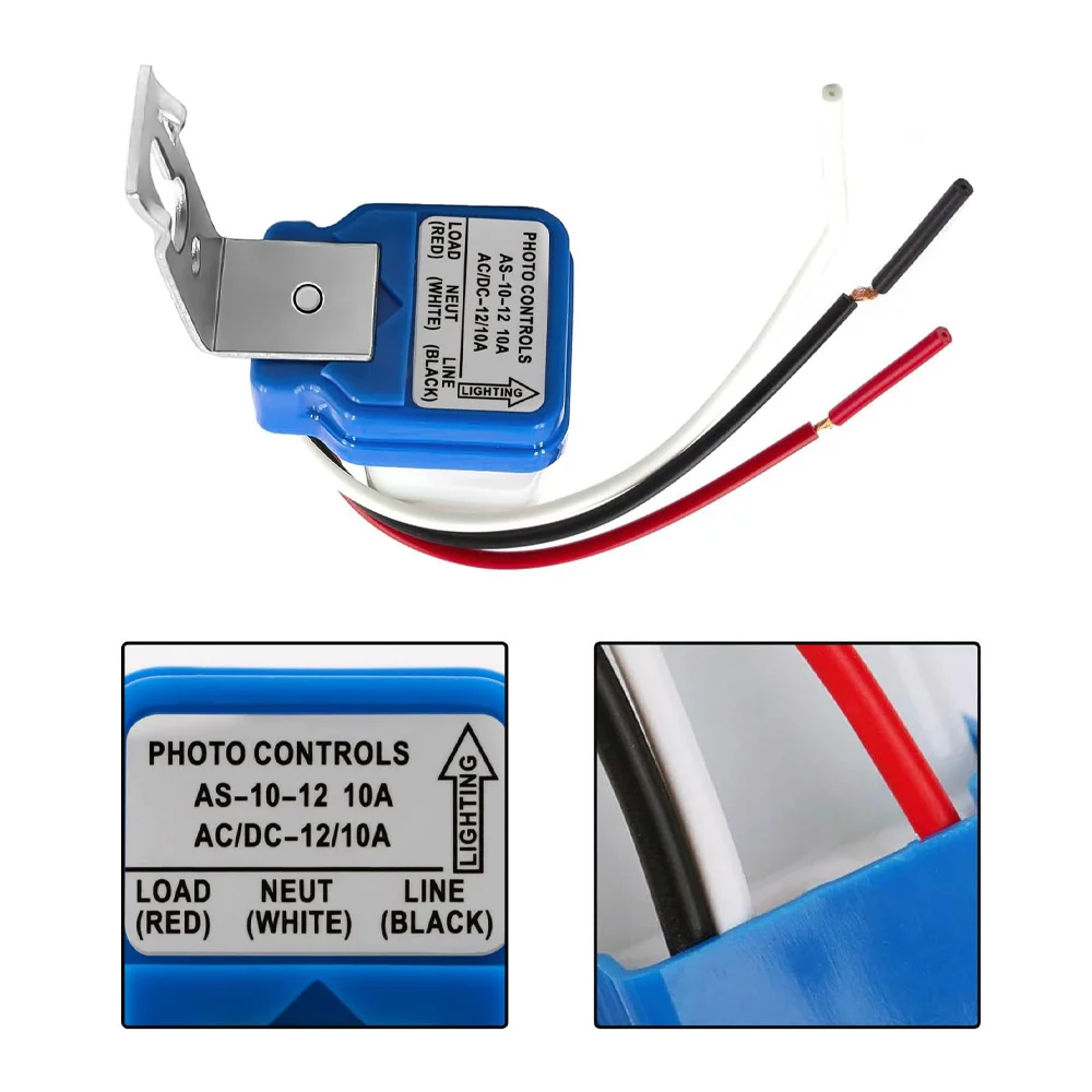 Automatyczny włącznik/wyłącznik światła ulicznego z czujnikiem światła, fotokomórka, DC 12V 24V AC 110V 220V 50-60Hz 10A, wodoodporny włącznik z czujnikiem światła.