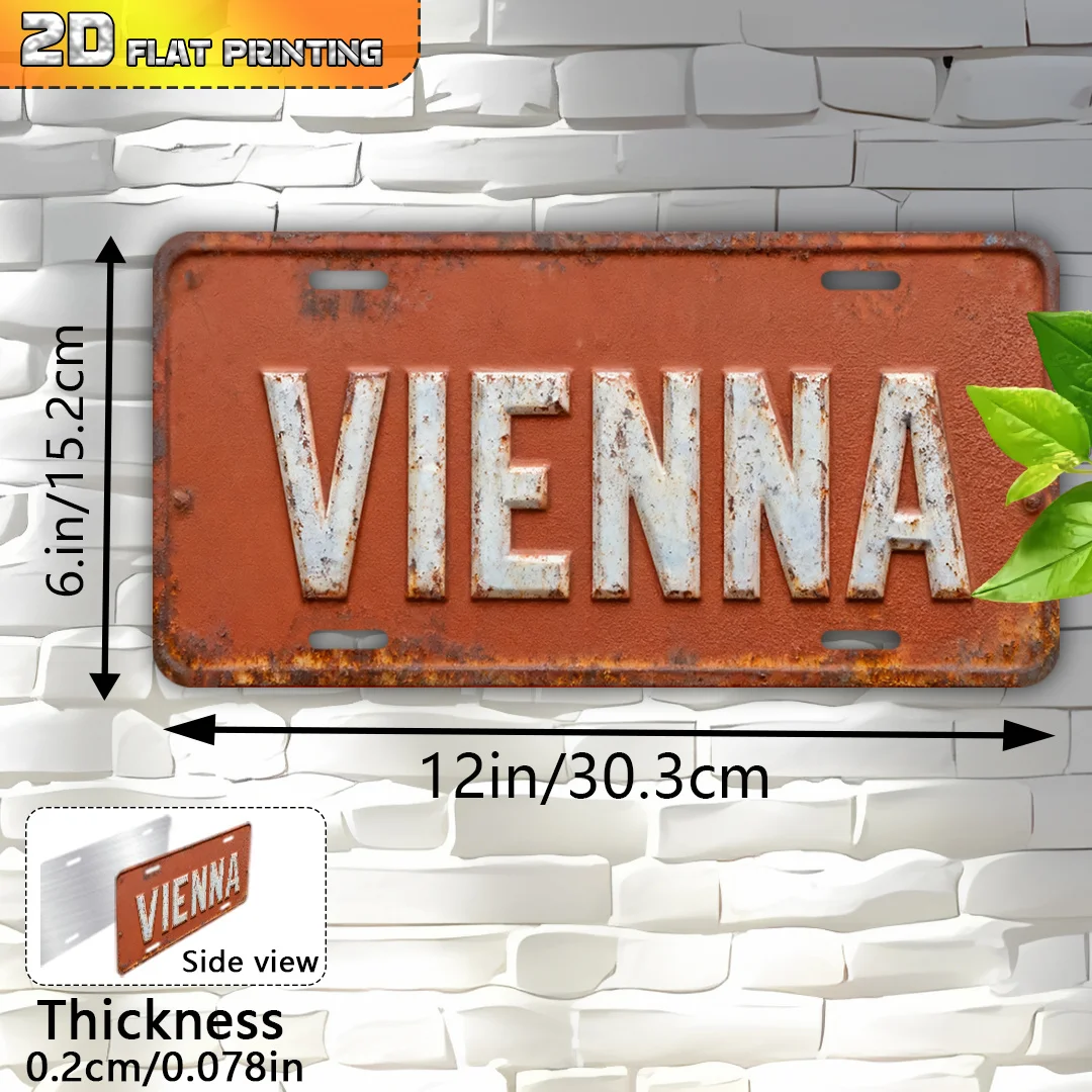 2D Flat, Vienna Austria Capital Emblem Metal Sign - Heavy-Duty Aluminum 6