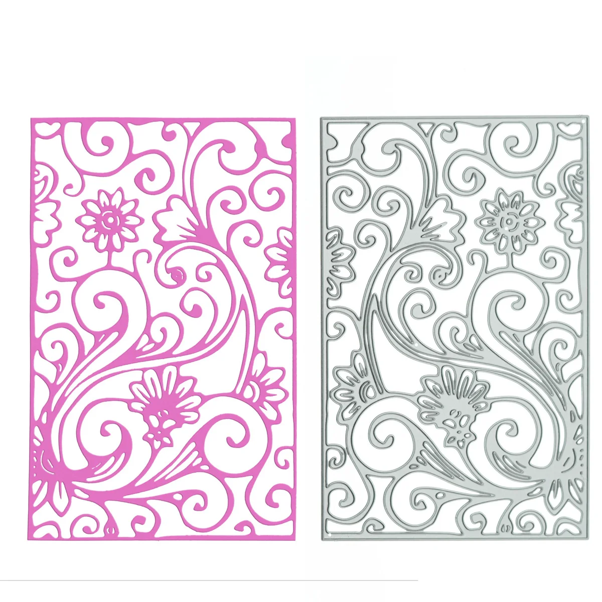 Die Cut For Scrapbooking Card Cover Background Decorating Flourish Curling Flower Pattern Postcard Clip Art Punch Stencil