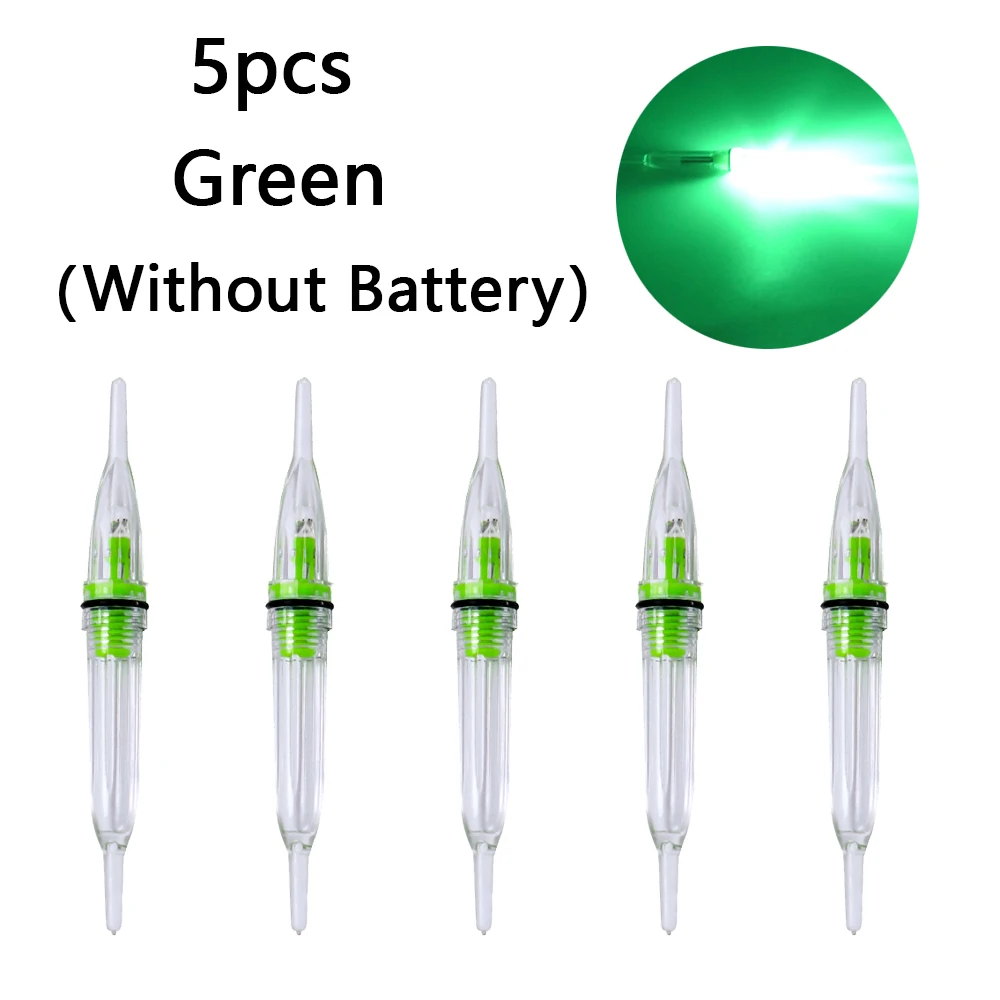 

(Без батареи) 5 шт.Светодиодные фонари для подводной рыбалки, портативный осветительный инструмент для ночной рыбалки, ярко-зеленый и цветной свет