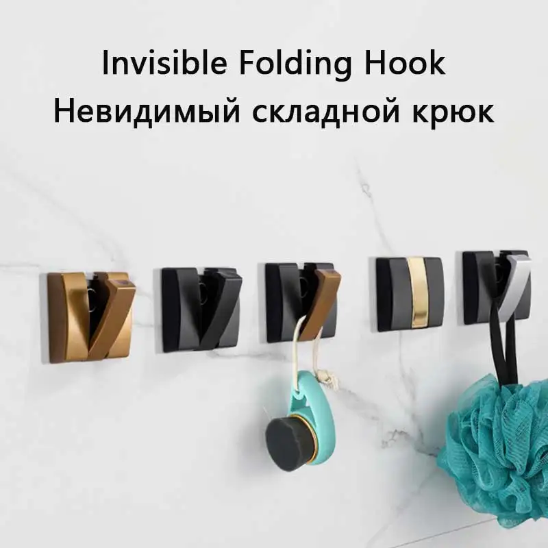 Nail Free Wall Hooks Aluminum Door Gold Hook Home Bathroom Organizer Rack Clothes Coat Hat Towel Hanger Robe Hook Galley Hooks