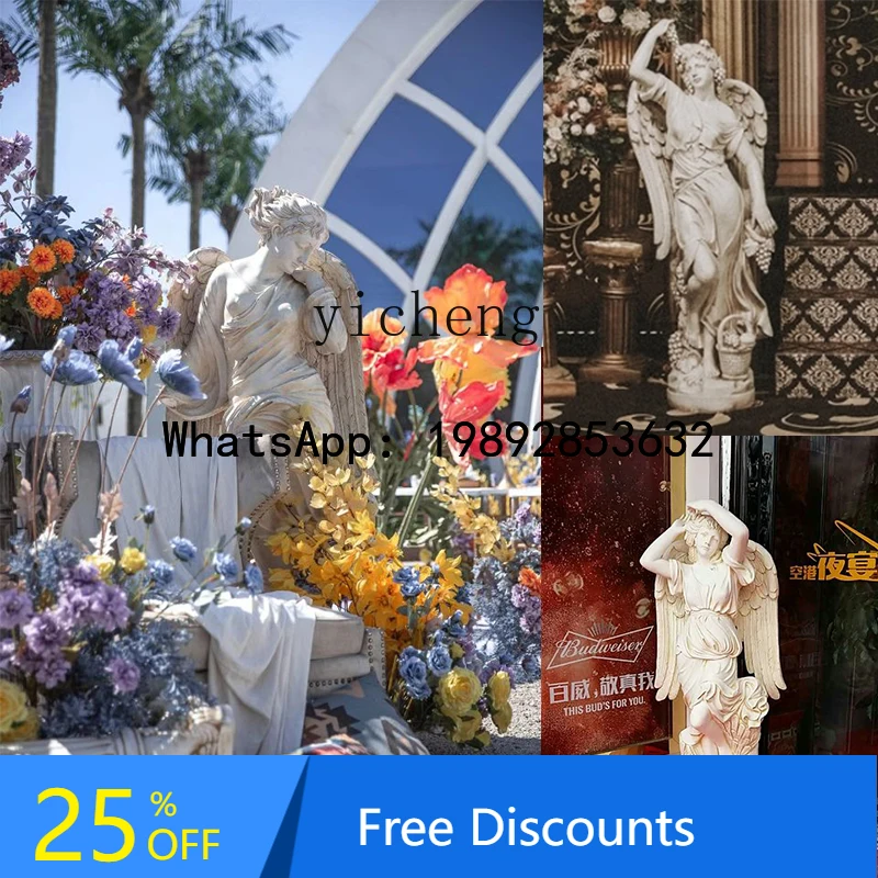 AA European music lady sculpture large angel floor figure ornament outdoor garden decoration