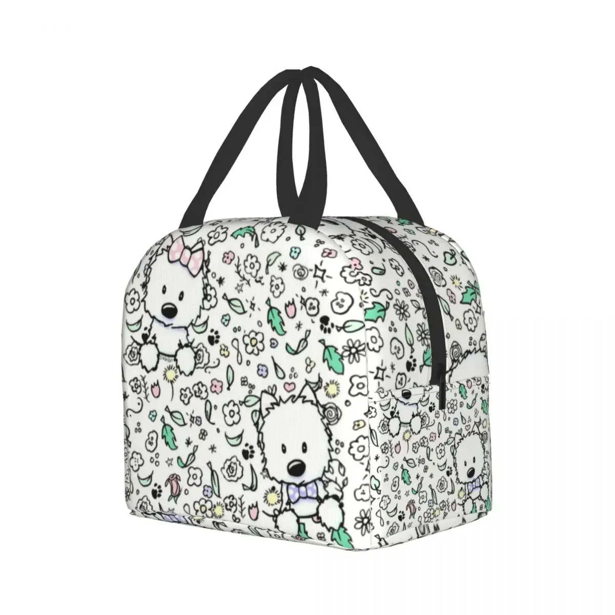 West Highland Terrier Dog Thermal Insulated Lunch Bag Women Westie Puppy Portable Lunch Box Container for Travel Picnic Food Box