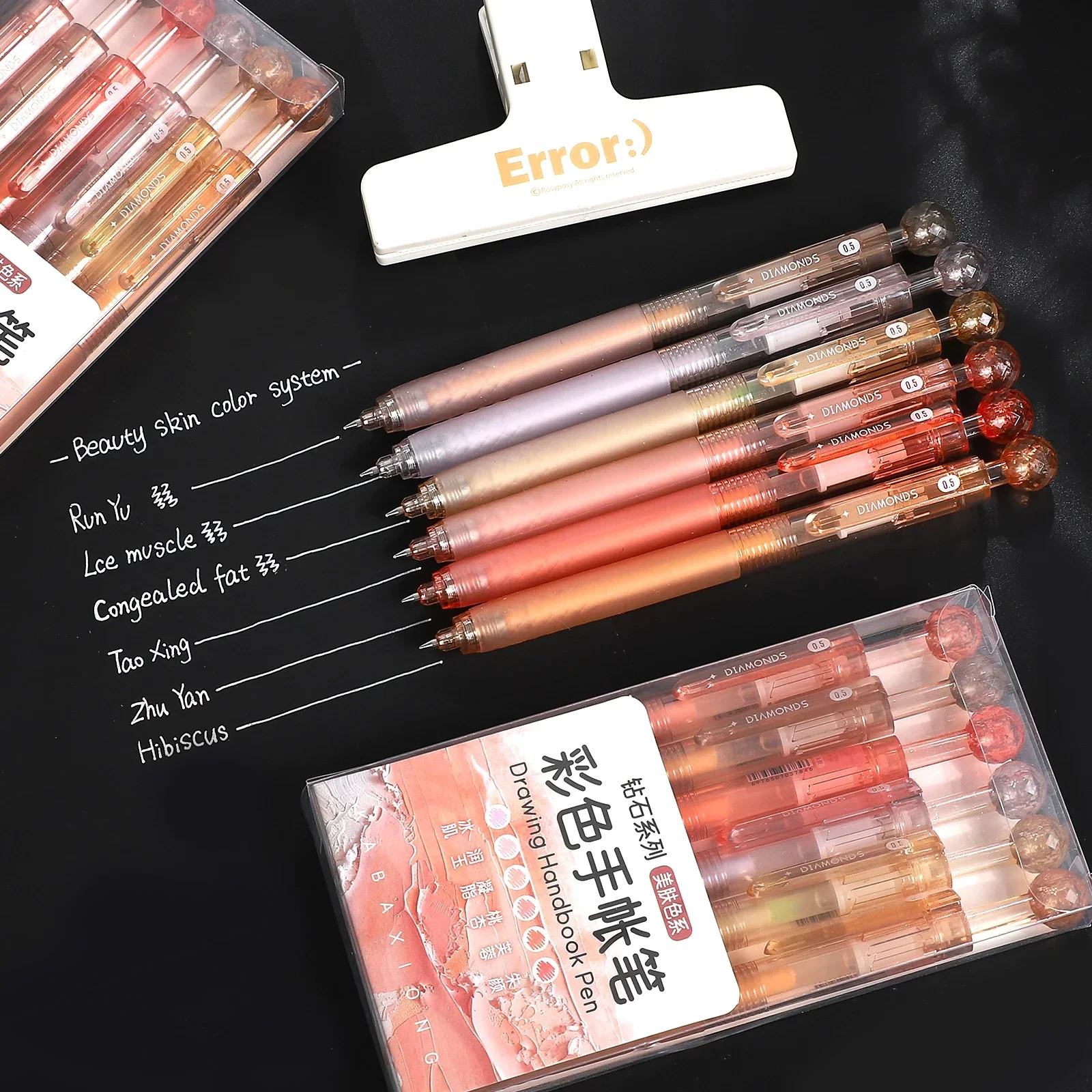 

6 Pcs/set Diamond Series Vintage Morandi Color Gel Pen Set Creative DIY Journal Student Supplies Stationery