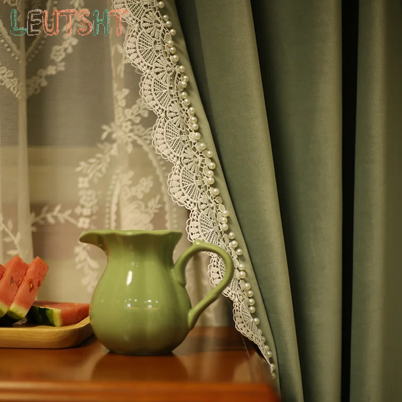 Custom Size Light Luxury Velvet  American Retro European Style Bedroom and Living Room Full Blackout Curtains Home Decor