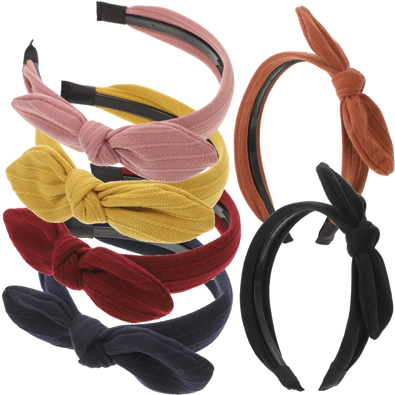 

6 Pcs Bunny Ear Headband Bow Knotted Headbands for Women Wide Tie Bowknot Fabric Women's